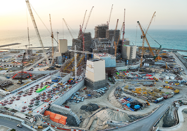 Guggenheim Abu Dhabi ... construction work is being carried out by a joint venture of Six Construct and Trojan General Contracting. INSET: Frank Gehry’s rendering of the museum. 